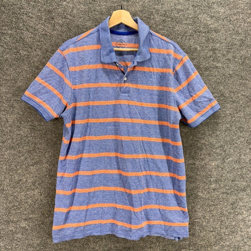 St. John's Bay Polo Shirt Boys L Large Blue Striped Collared Short Sleeve Cotton